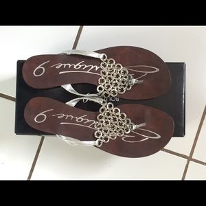Silver Metal Thong Sandal
